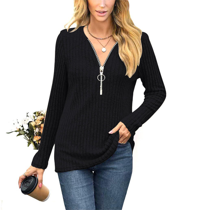 Knit sweater for women with modern zipper Lune London