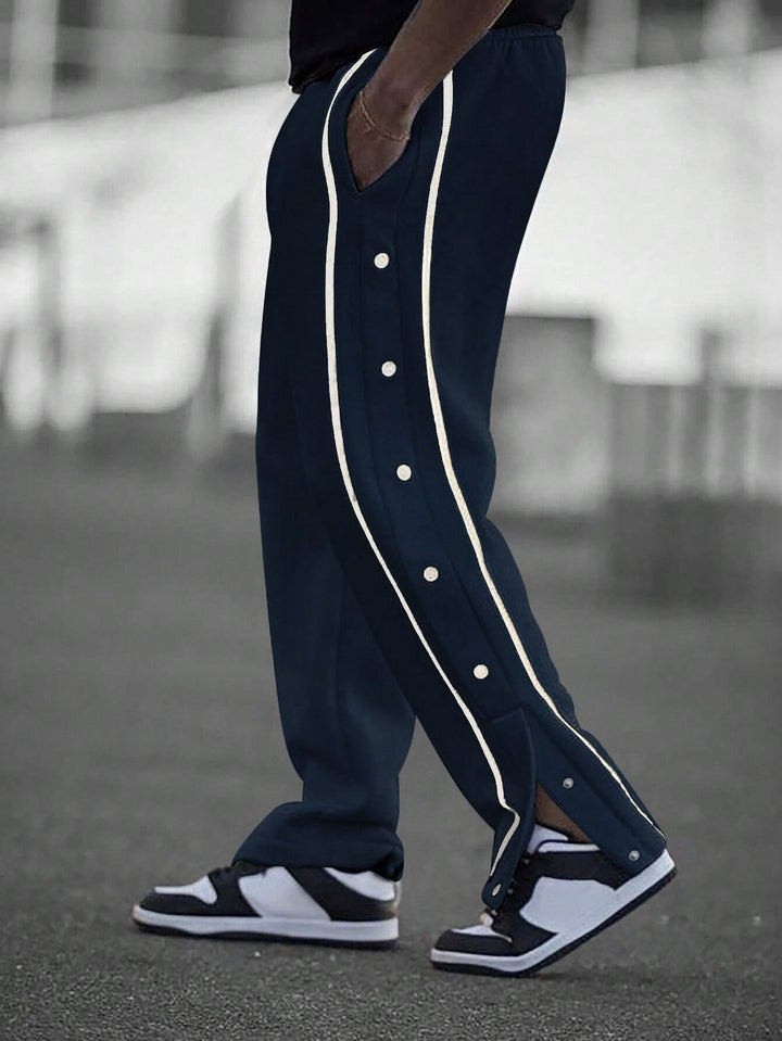Sporty casual pants for men with side snap buttons Lune London
