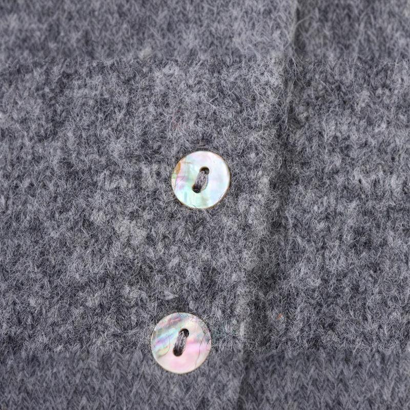Knitted jacket for women with gathered finishes and a decorative collar Lune London