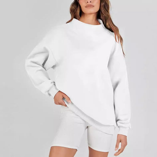 Oversized sweatshirt for women with high collar and side slits Lune London