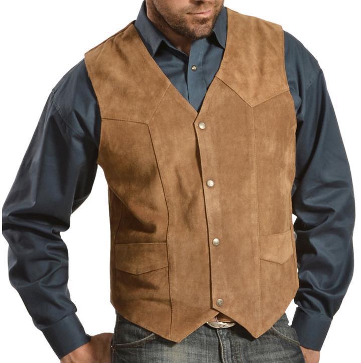 Suede vest for men with side pockets and snap closure Lune London