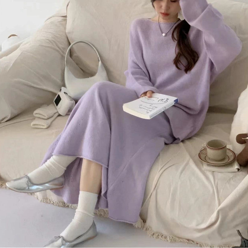 Casual knitted dress for women with an elegant off-the-shoulder design and soft material Lune London