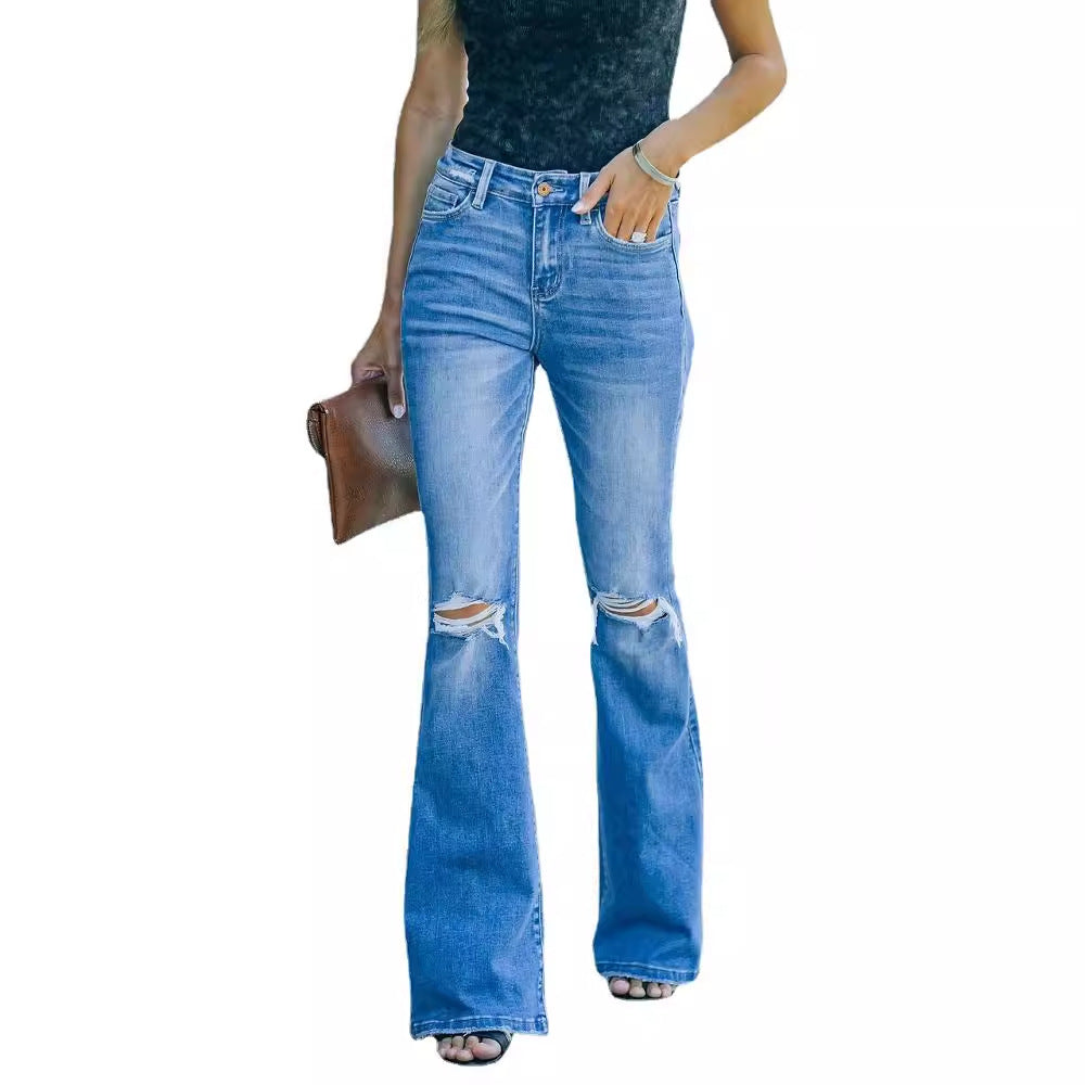 Women's flared jeans with ripped details and high waist Lune London