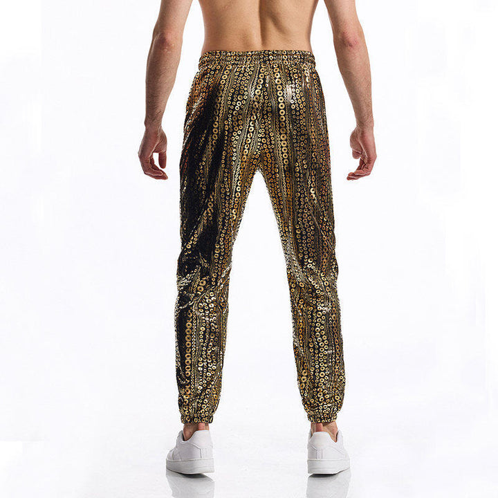 Shiny leisure pants for men with colorful sequin pattern Lune London