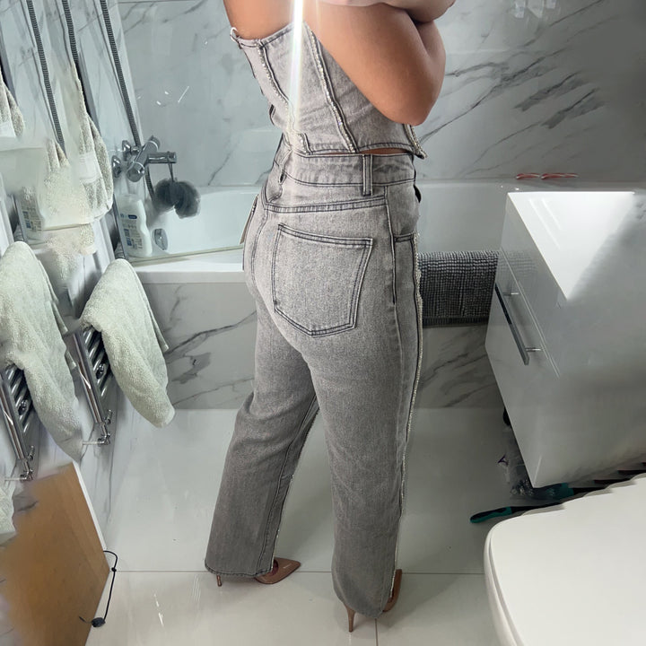 Women Glamour Jeans with Shimmering Applications Lune London