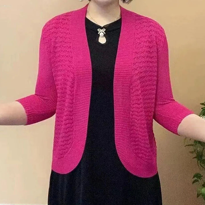 Knit jacket for women with 3/4 sleeves and a textured pattern Lune London