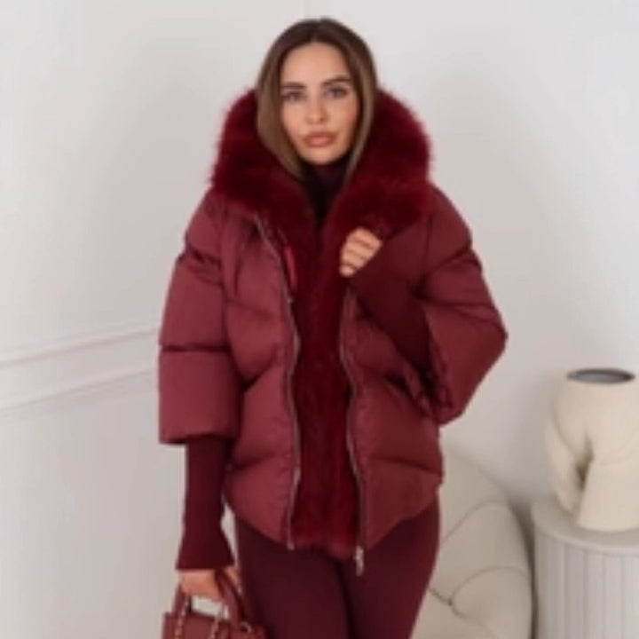 Veste d'hiver pour femmes avec un luxueux col en fausse fourrure et un design matelassé Chic & Stil