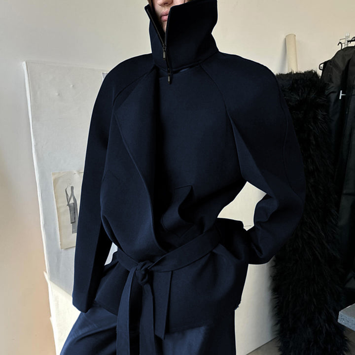 Stylish designer windbreaker for women with high collar and waist belt Lune London