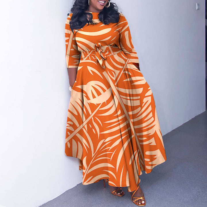 Maxi dress for women with a waist belt and long sleeves Lune London