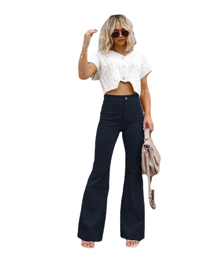 Ladies Fashion High Waist Flared Jeans Lune London