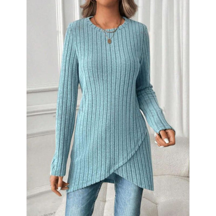 Chemisier tunique à manches longues pour femmes avec design enveloppant raffiné Chic & Stil