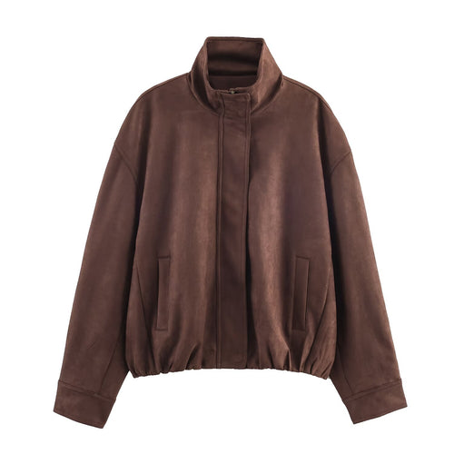 Fashion women's jacket with high collar and elastic belt Lune London