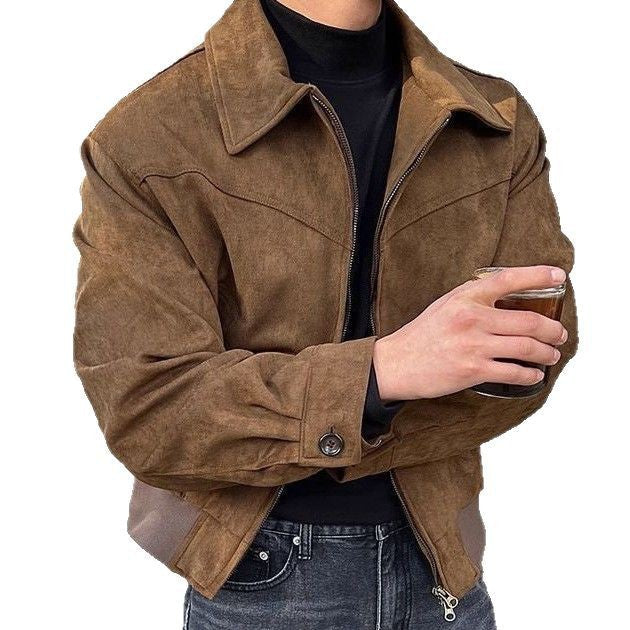 Men's Casual Transitional Jacket Made Of Soft Synthetic Leather with Zipper Lune London