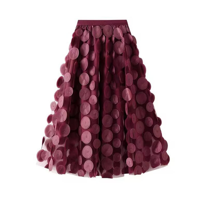 Elegant tulle skirt for women with 3D flower appliqués Lune London