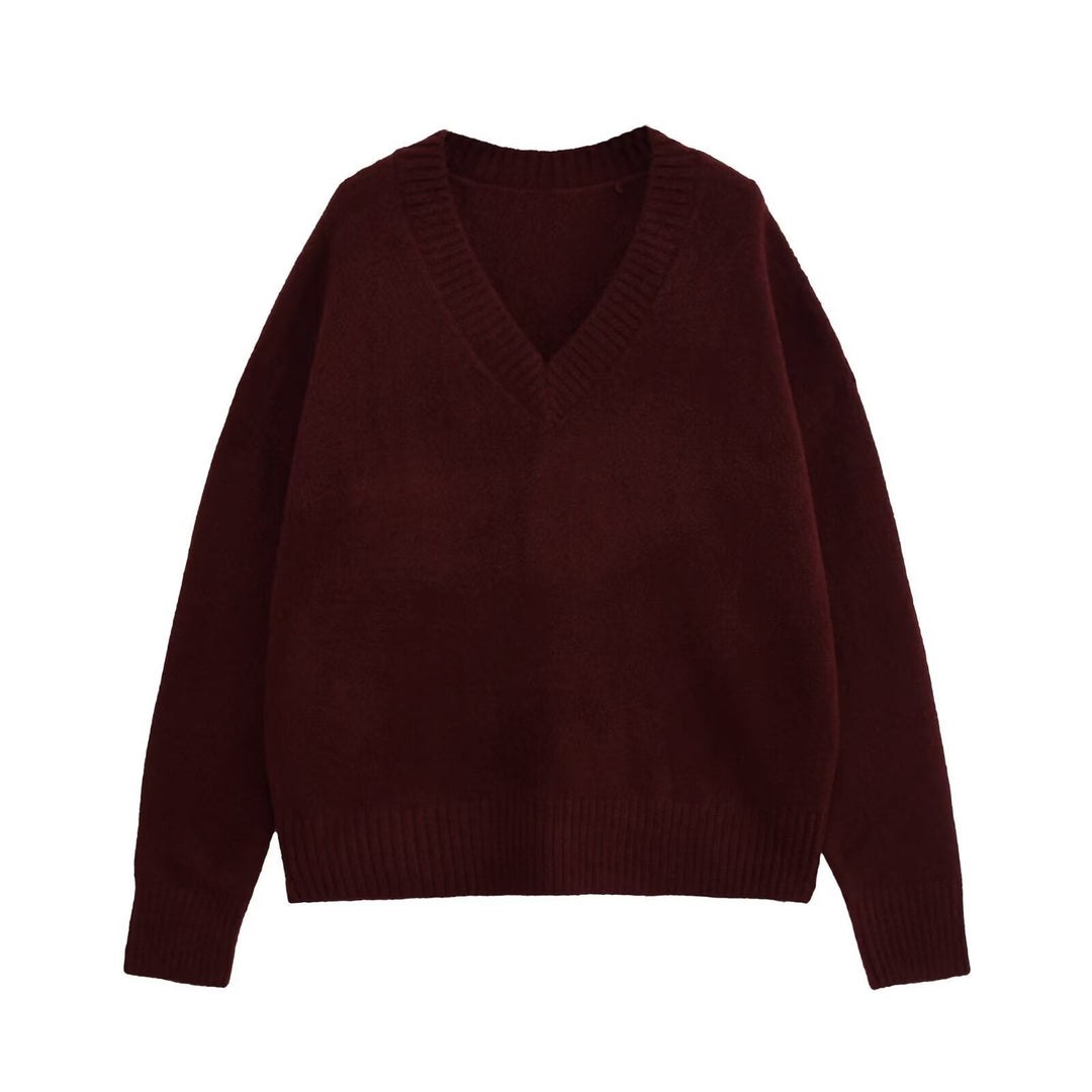 Ladies V-neck Chic Knit Sweater