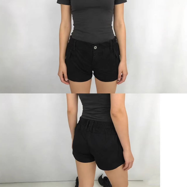 Women's cargo shorts with functional side pockets and elastic waistband Lune London