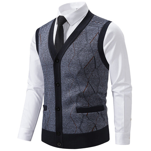 Men's Fashionable Knitted Vest with Sophisticated Patterns and Practical Pockets Lune London