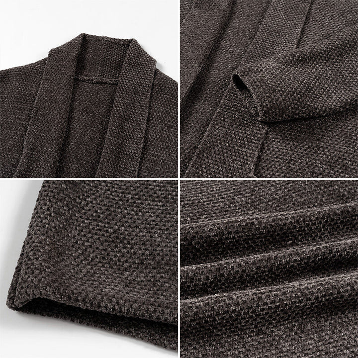Stylish knitted jacket for men with open collar and practical pockets Lune London