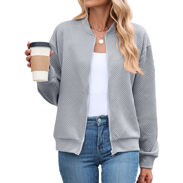 Ladies Chic and Stylish Textured Design Sporty Bomber Jacket