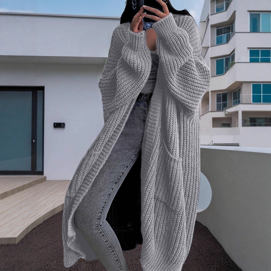 Cardigan en tricot épais pour femmes avec devant ouvert et poches pratiques Chic & Stil