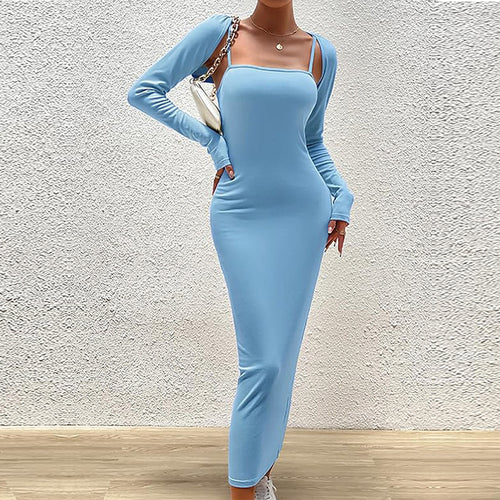Robe maxi à manches longues pour femmes avec décolleté carré chic et coupe flatteuse Chic & Stil