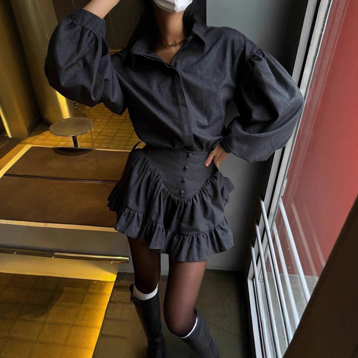 Women's blouse with voluminous sleeves and flounced skirt Lune London