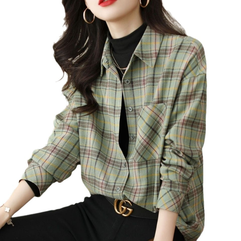 Blouse à carreaux décontractée pour femmes Chic & Stil