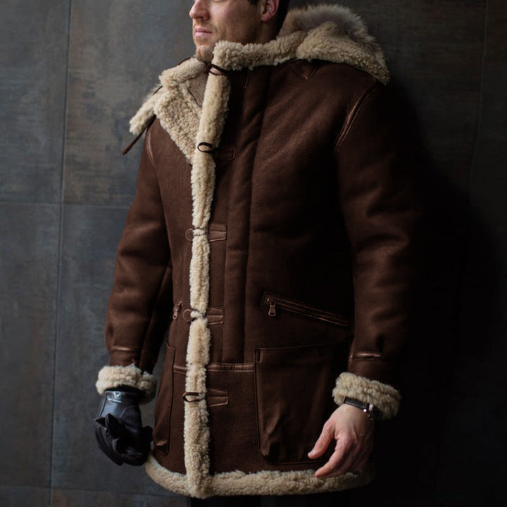 Men's Sheepskin Coat with Hood and Practical Pockets Lune London