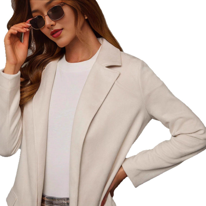 Blazer long élégant pour femmes en imitation suédine Chic & Stil