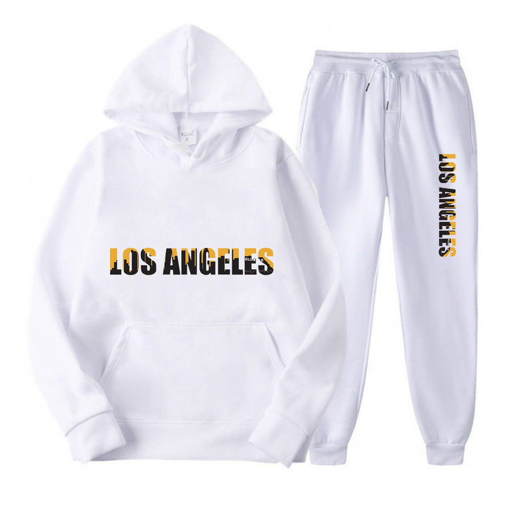 Women's leisure hoodie and jogging pants set with casual Los Angeles lettering Chic & Stil