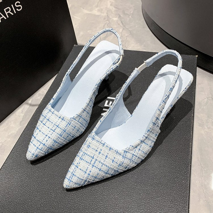 Women's Slingback Pumps with Elegant Fabric Mix and Fashionable Heel Chic und Stil