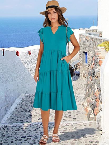 Leisure dress for women with ruffled details and pockets Lune London