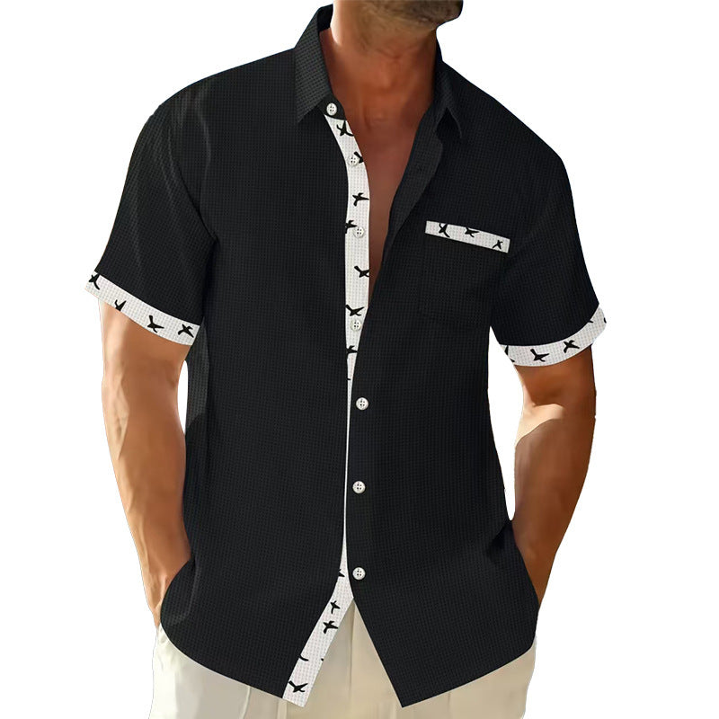 Short sleeve shirt for men with trendy collar and chest pocket Lune London