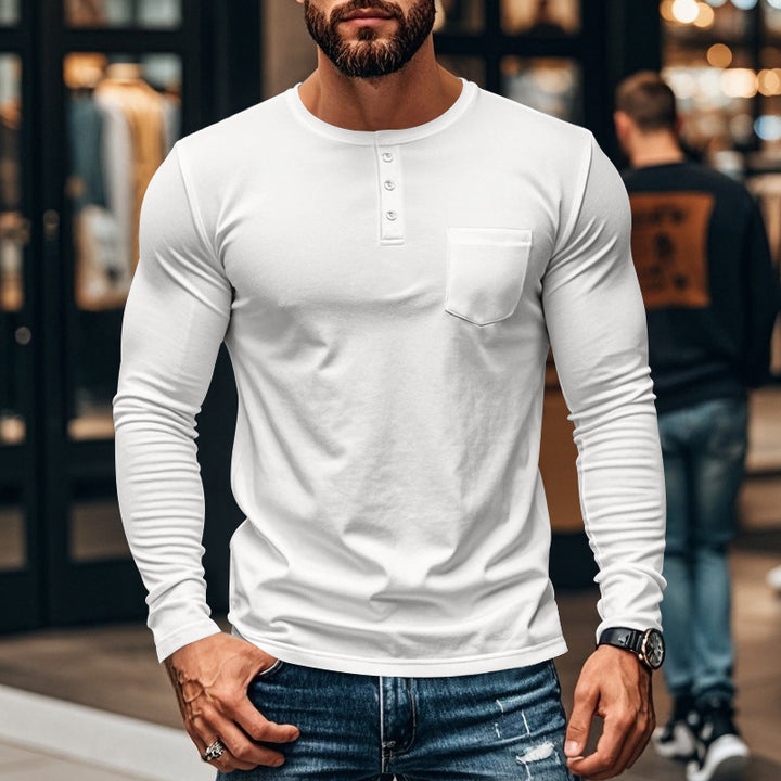 Long sleeve shirt for men with button placket and chest pocket Lune London