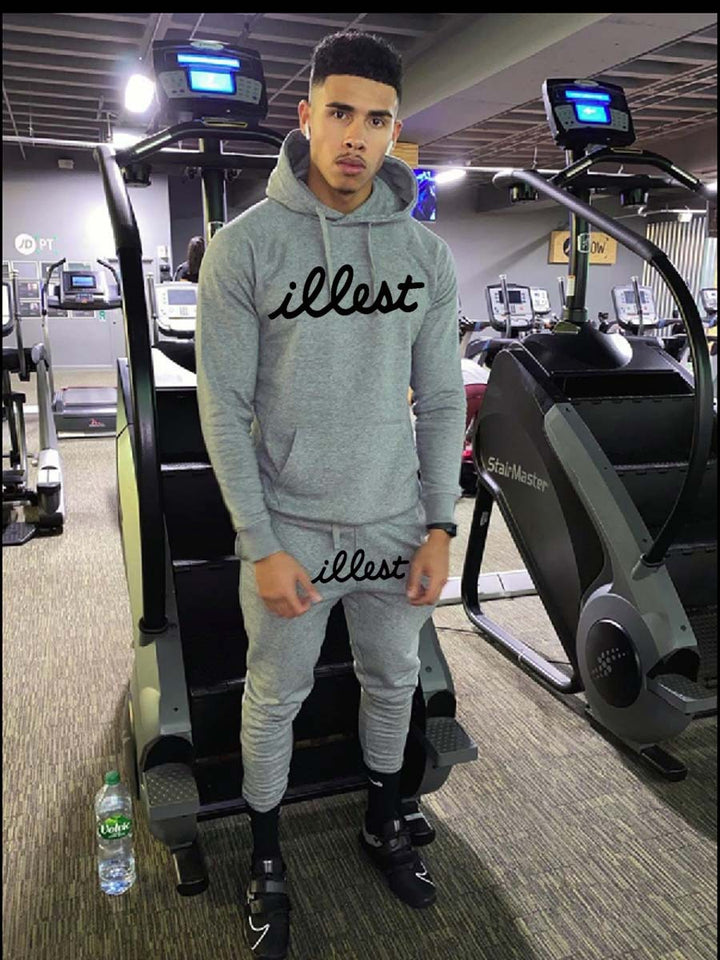 Men's hoodie and jogger pants set with catchy inscription Lune London