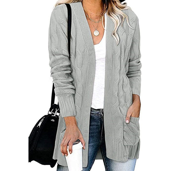 Cardigan femme en élégant motif en cable avec poches ouvertes Chic & Stil