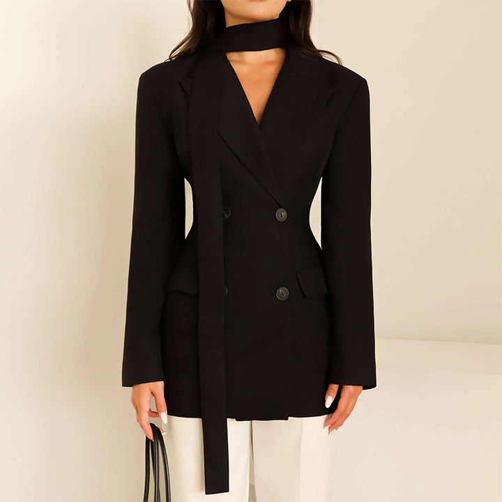Ladies elegant fitted blazer with scarf Lune London