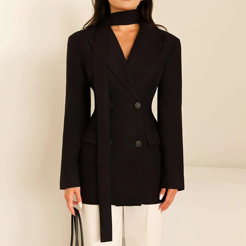 Ladies elegant fitted blazer with scarf Lune London