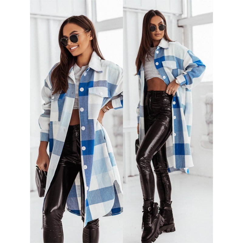 Ladies Checkered Shirt Chic Coat and Style