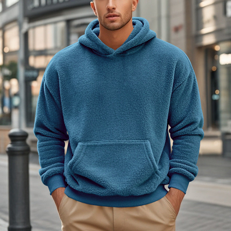Men's Hoodie Made Of Cozy Teddy Fleece with Kangaroo Pocket and Wide Cuffs Lune London
