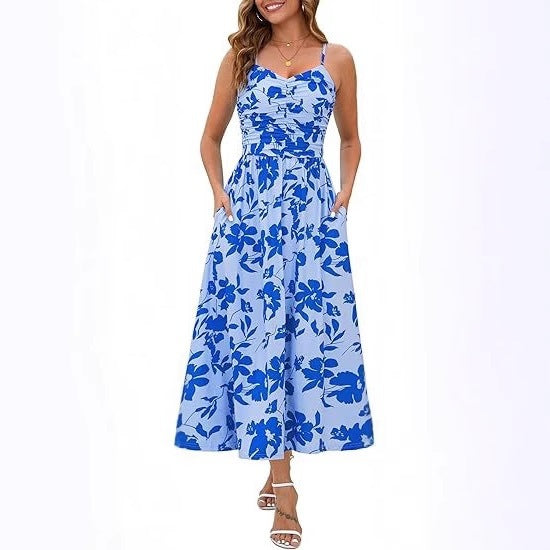 Robe maxi femme avec fines bretelles et poches latérales pratiques Chic & Stil