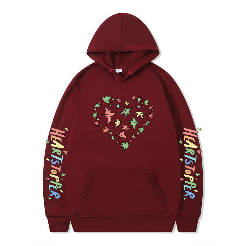 Women's hoodie with creative heart and leaf design Lune London