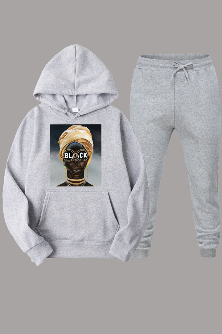 Women's hoodie and jogger pants set with creative graphic print Lune London