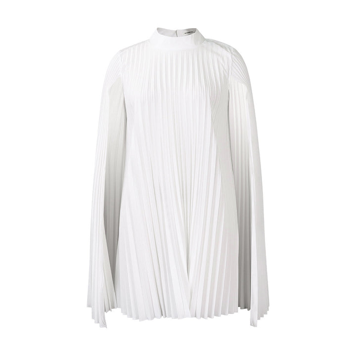 Pleated cape dress for ladies with high collar and long sleeves Lune London