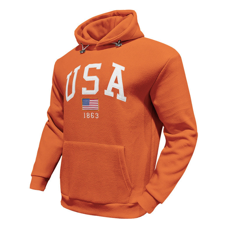 Men's hoodie with USA print and comfortable kangaroo pocket Lune London