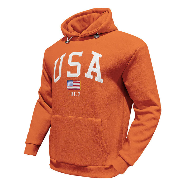 Men's hoodie with USA print and comfortable kangaroo pocket Lune London