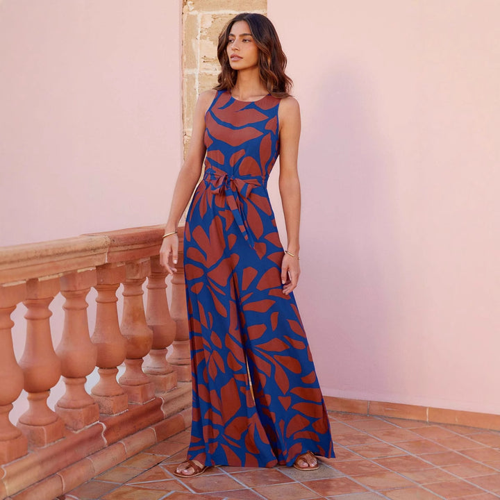 Maxi floral dress for women with tie belt and elegant cut Chic & Stil