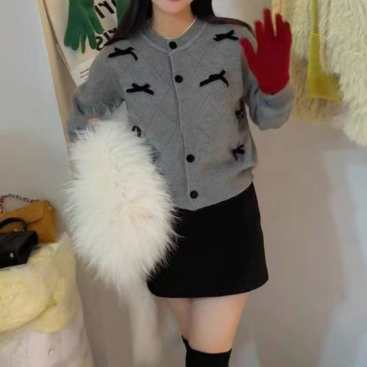 Knitted jacket for women with decorative knots Lune London