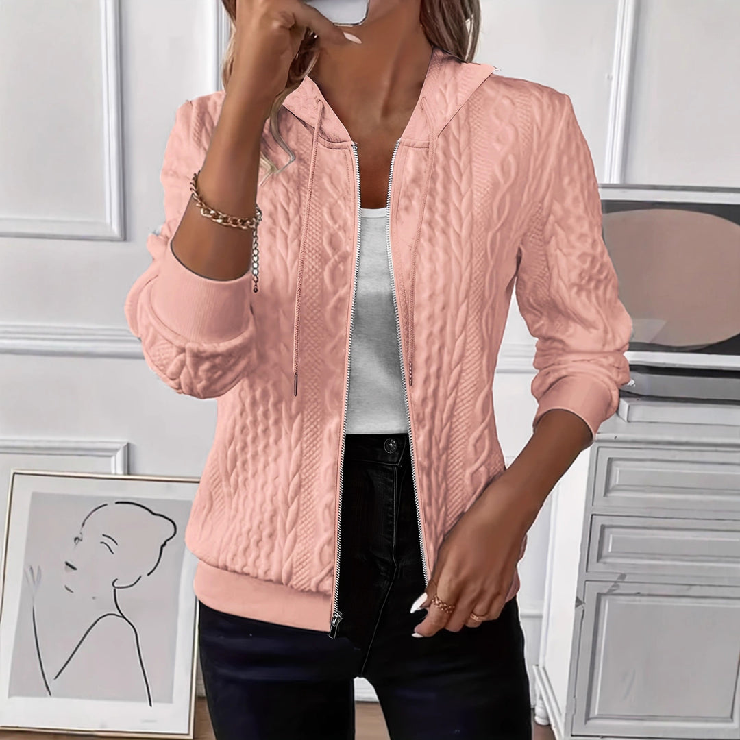 Veste en tricot pour femme avec capuche et motif en torsade Lune London