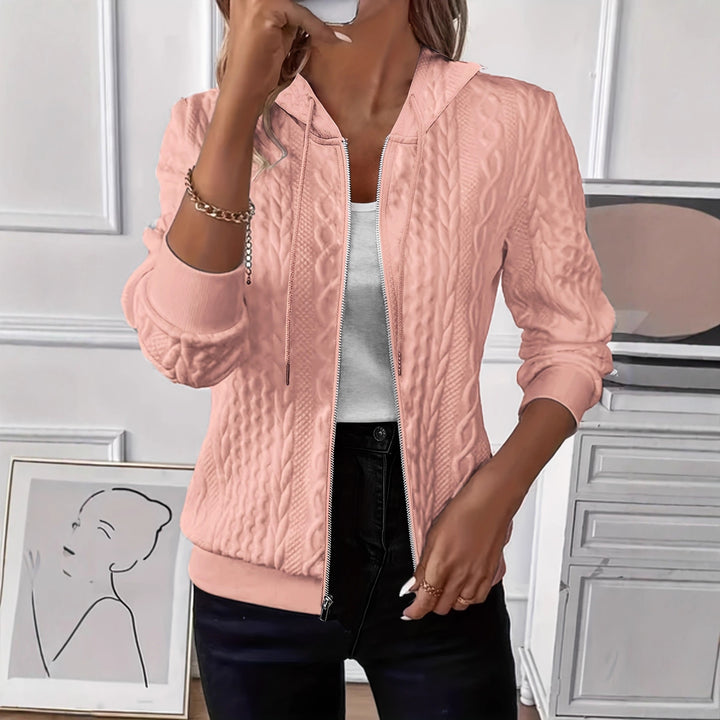 Veste en tricot pour femme avec capuche et motif en torsade Lune London